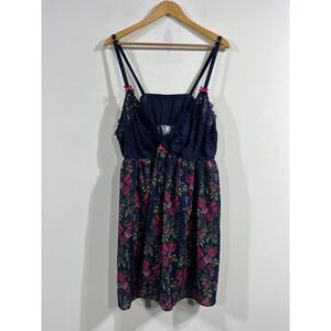 Cacique Y2K Floral Lace Babydoll Fairy Grunge Chemise Nightgown Bow Womens 26 28